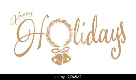 Beautiful golden Christmas icons on a white background, vector illustration Stock Vector