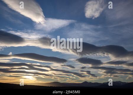 A winter sky over the Cairngorms, Scotland, UK Stock Photo