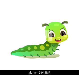 Caterpillar. wildlife object. Little funny insect. Cute cartoon style. isolated on white background. Vector. Stock Vector