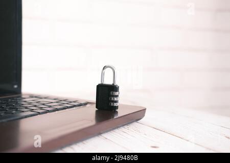 internet safety concept with padlocked on computer keyboard Stock Photo