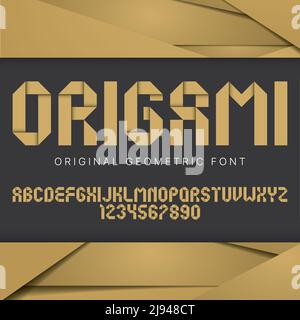 Origami geometric font poster with colorful geometric font vector illustration Stock Vector