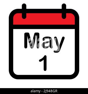 Calendar icon with first may, vector illustration Stock Vector