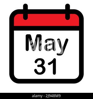 Calendar icon with thirty first may, vector illustration Stock Vector