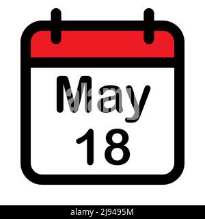 Calendar icon with eighteenth may, vector illustration Stock Vector