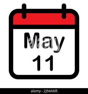 Calendar icon with eleventh may, vector illustration Stock Vector