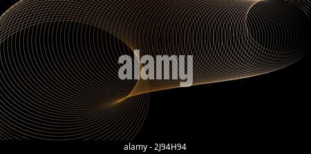 Abstract golden wire on a black background, vector illustration Stock Vector
