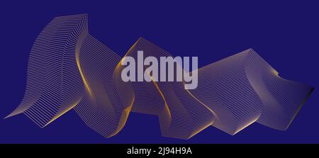 Abstract golden wire on a dark blue background, vector illustration Stock Vector