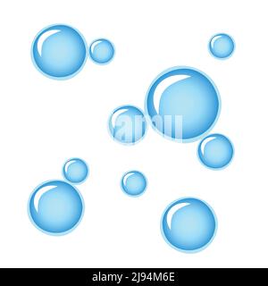 shiny blue soap bubbles isolated on white background Stock Vector