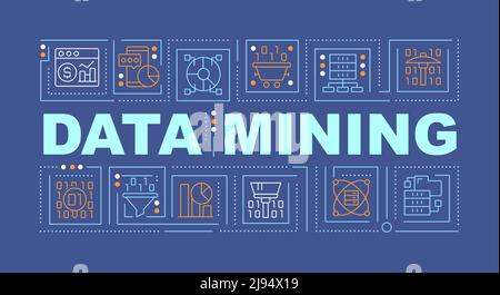 Data mining word concepts dark blue banner Stock Vector