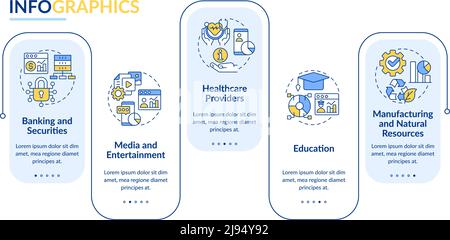 Types of big data applications rectangle infographic template Stock Vector