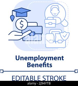 Unemployment benefits light blue concept icon Stock Vector