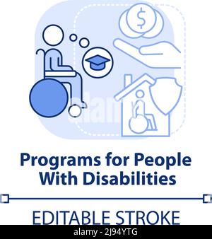 Programs for people with disabilities light blue concept icon Stock Vector
