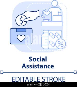 Social assistance light blue concept icon Stock Vector