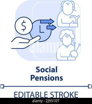 Social pensions light blue concept icon Stock Vector