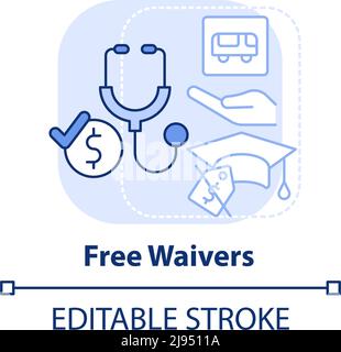 Fee waivers light blue concept icon Stock Vector