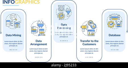 Collecting and processing data rectangle infographic template Stock Vector
