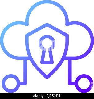 Cloud security pixel perfect gradient linear vector icon Stock Vector