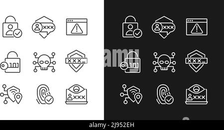 Cybersecurity technologies pixel perfect linear icons set for dark, light mode Stock Vector