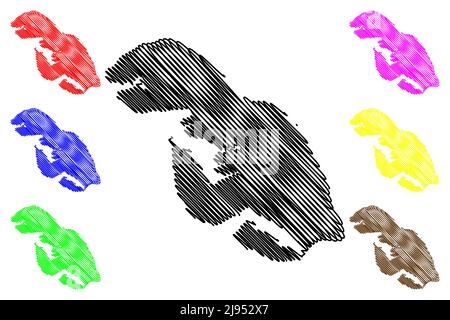 Als island (Denmark, Baltic Sea) map vector illustration, scribble sketch Als map Stock Vector