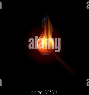 Vector illustration of a burning match. EPS10. Stock Vector