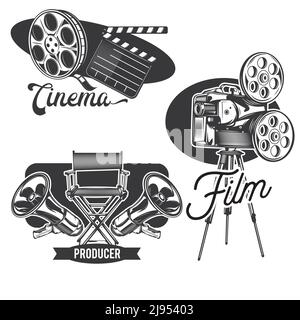 Set of cinema emblems, labels, badges, logos. Isolated on white Stock ...
