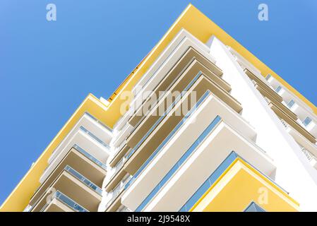 Abstract architecture. View of a residential building from a low angle.