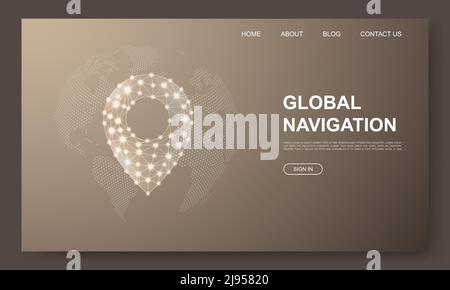 Location pin 3d low poly website template. Gps navigation design illustration concept. Polygonal Map pointer symbol for landing page, advertising page Stock Vector
