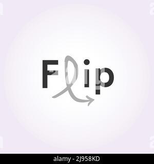 Flip text with arrow replace with L letter Stock Vector
