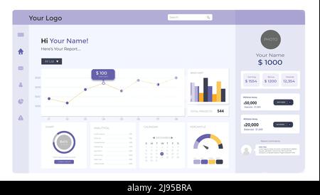 website dashboard with infographic elements Stock Vector