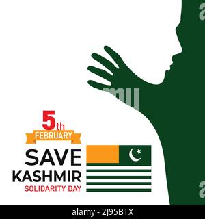 Save Kashmir with Flag and person Stock Vector