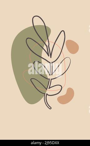 paints in boho style. Abstract watercolor geometric shapes of balance, plants, nature, sun ,moon. Design for cover, social networks, decor. Stock Vector