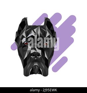 Cane Corso dog animal low poly design. Triangle vector illustration. Portrait, dog head Stock Vector