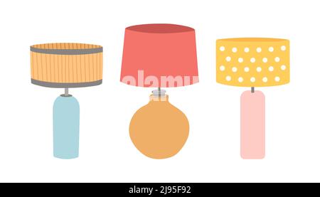 Table lamp set flat design vector illustration Stock Vector