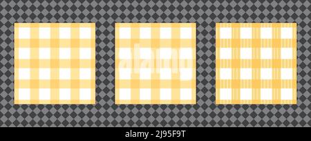Gingham pattern set Seamless vichy check plaid graphic for scarf, tablecloth, wrapping, packaging, or other modern decorative summer fabric fashion de Stock Vector
