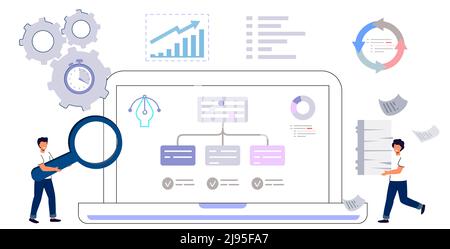 Workflow automation Workforce organization and management Business growth ways abstract concept vector illustration Project leadership Waterfall and a Stock Vector