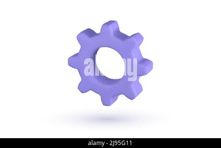 3D violet gear, setting symbol. Gear symbol of workflow concept. Vector illustration. Stock Vector