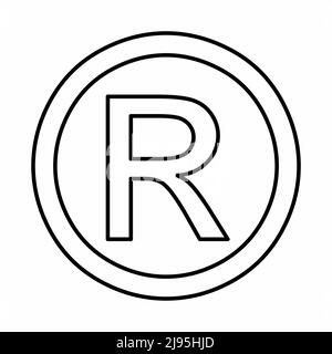 Registered Trademark symbol, black outlines on white background Stock Vector