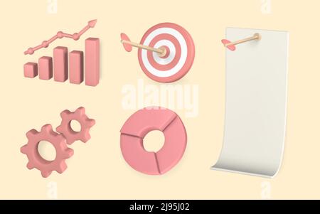 3D Cute cartoon business graph on application under creative solution concept. Manager for successful idea. Manager solution concept. Vector illustrat Stock Vector