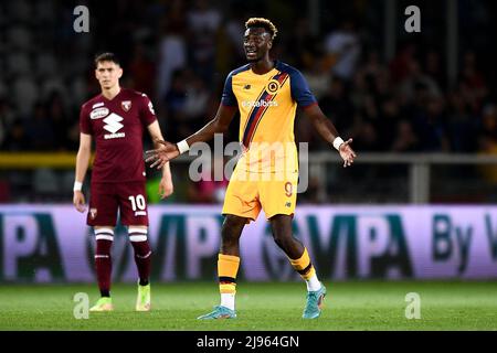 Turin, Italy. 20 May 2022. Tammy Abraham of AS Roma reacts during the Serie A football match between Torino FC and AS Roma. Credit: Nicolò Campo/Alamy Live News Stock Photo