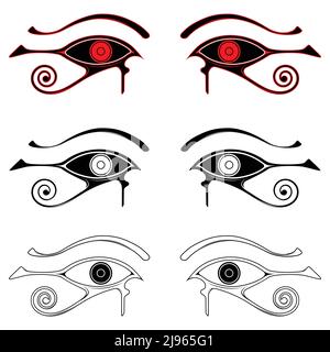 eye of horus, symbol and amulet of protection originating in ancient egyptian, symbol comes from the egyptian god Horus, all on white background Stock Vector