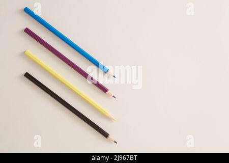 High Resolution Isolated Primary Hues Color Pencils Stock Photo
