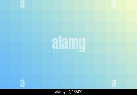 Gradient light sky blue background. Geometric texture from light blue to light lemon squares. A backing of mosaic squares for branding, calendar, card Stock Vector