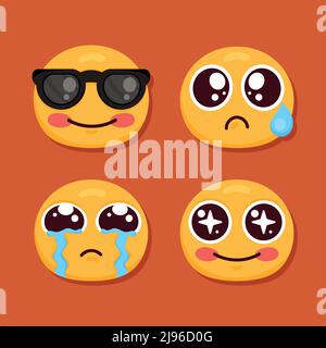 four emoticons characters set icons Stock Vector