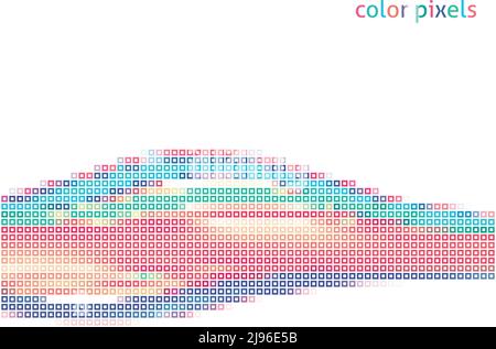 Bright wavy line by color pixels on a white. Vector graphic pattern Stock Vector