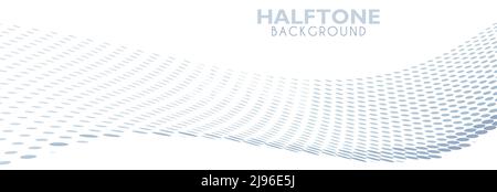 Abstract dotted wave with halftone effect. Simple wide vector graphic pattern Stock Vector