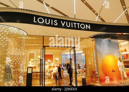 SHANGHAI, CHINA - APRIL 29, 2021 - Photo taken on April 29, 2021 shows the  flashy brand roadshow pop-up store of French luxury fashion and leather  goods bag brand Louis Vuitton (LV)