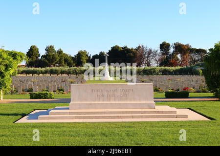 Ortona, Italy – Moro River Canadian War Cemetery. Soldiers who are fallen in WW2 during the fighting at Moro River and Ortona Stock Photo