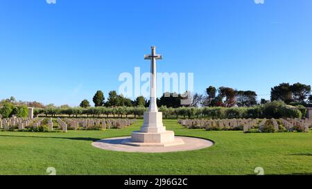 Ortona, Italy – Moro River Canadian War Cemetery. Soldiers who are fallen in WW2 during the fighting at Moro River and Ortona Stock Photo