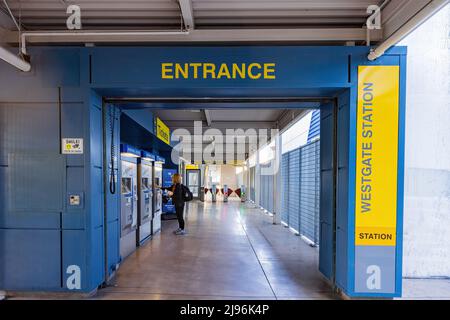 Las Vegas, MAY 13 2022 - Entrance of the Westgate monorail station Stock Photo