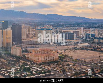Las Vegas, MAY 15 2022 - Afternoon aerial view of the Las Vegas strip cityscape Stock Photo